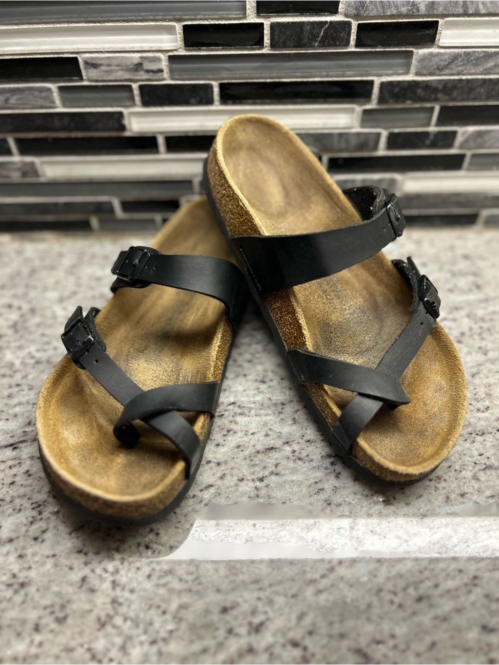 Birkenstock mayari Black Strappy Cork Footbed Sandals - size 5 (36)
